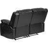 Flash Furniture Harmony Series Black LeatherSoft Loveseat with Two Built-In Recliners(Black Leathersoft)