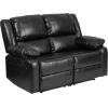 Flash Furniture Harmony Series Black LeatherSoft Loveseat with Two Built-In Recliners(Black Leathersoft)