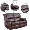 Flash Furniture Harmony Series Black LeatherSoft Loveseat with Two Built-In Recliners(Brown Leathersoft)