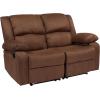 Flash Furniture Harmony Series Black LeatherSoft Loveseat with Two Built-In Recliners(Chocolate Brown Microfiber)