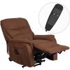 Flash Furniture Hercules – Cognac LeatherSoft Power Lift Recliner for Elderly(Brown Microfiber)