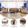 Flash Furniture Hercules Artemis 3 Piece Commercial Seating Set for Reception and Lobby Use, Solid Wood Legs, 8 Outlets, 4 USB, and 4 USB-C Ports, Black LeatherSoft(Cognac)