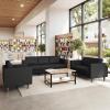 Flash Furniture Hercules Artemis 3 Piece Commercial Seating Set for Reception and Lobby Use, Solid Wood Legs, 8 Outlets, 4 USB, and 4 USB-C Ports, Black LeatherSoft(Black)