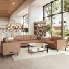 Flash Furniture Hercules Artemis 3 Piece Commercial Seating Set for Reception and Lobby Use, Solid Wood Legs, 8 Outlets, 4 USB, and 4 USB-C Ports, Black LeatherSoft(Cognac)