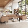 Flash Furniture Hercules Artemis 3 Piece Commercial Seating Set for Reception and Lobby Use, Solid Wood Legs, 8 Outlets, 4 USB, and 4 USB-C Ports, Cognac LeatherSoft(Cognac)
