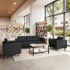 Flash Furniture Hercules Artemis 3 Piece Commercial Seating Set for Reception and Lobby Use, Solid Wood Legs, 8 Outlets, 4 USB, and 4 USB-C Ports, Cognac LeatherSoft(Black)