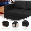 Flash Furniture Hercules Artemis Commercial Modular Left Arm Chair for Reception Areas with Solid Wood Legs, 2 Outlets, 1 USB, and 1 USB-C Ports, Cognac LeatherSoft(Black)