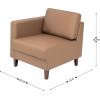 Flash Furniture Hercules Artemis Commercial Modular Left Arm Chair for Reception Areas with Solid Wood Legs, 2 Outlets, 1 USB, and 1 USB-C Ports, Cognac LeatherSoft(Cognac)