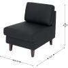 Flash Furniture Hercules Artemis Commercial Modular Middle Chair for Reception and Lobby Areas with Solid Wood Legs, Black LeatherSoft(Black)