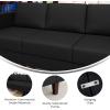 Flash Furniture Hercules Artemis Commercial Modular Middle Chair for Reception and Lobby Areas with Solid Wood Legs, Black LeatherSoft(Black)