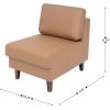 Flash Furniture Hercules Artemis Commercial Modular Middle Chair for Reception and Lobby Areas with Solid Wood Legs, Black LeatherSoft(Cognac)