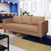 Flash Furniture Hercules Artemis Commercial Modular Middle Chair for Reception and Lobby Areas with Solid Wood Legs, Black LeatherSoft(Cognac)