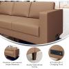 Flash Furniture Hercules Artemis Commercial Modular Right Arm Chair for Reception Areas with Solid Wood Legs, 2 Outlets, 1 USB, and 1 USB-C Ports, Black LeatherSoft(Cognac)