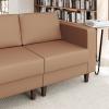 Flash Furniture Hercules Artemis Commercial Modular Right Arm Chair for Reception Areas with Solid Wood Legs, 2 Outlets, 1 USB, and 1 USB-C Ports, Black LeatherSoft(Cognac)