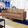 Flash Furniture Hercules Artemis Commercial Modular Right Arm Chair for Reception Areas with Solid Wood Legs, 2 Outlets, 1 USB, and 1 USB-C Ports, Black LeatherSoft(Cognac)