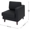 Flash Furniture Hercules Artemis Commercial Modular Right Arm Chair for Reception Areas with Solid Wood Legs, 2 Outlets, 1 USB, and 1 USB-C Ports, Black LeatherSoft(Black)