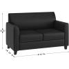 Flash Furniture Hercules Diplomat Series LeatherSoft Upholstered Loveseat, Modern Small Sofa for Living Room or Office, Black(Black)