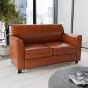 Flash Furniture Hercules Diplomat Series LeatherSoft Upholstered Loveseat, Modern Small Sofa for Living Room or Office, Black(Cognac)