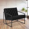 Flash Furniture Hercules Madison Series LeatherSoft Tufted Lounge Chair, Tufted Retro Accent Chair for Living Room or Office, Black(Black)