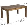 Flash Furniture Hercules Series 60″ x 38″ Rectangular Rustic Solid Pine Restaurant Table, Antique Farmhouse Dining Table for Kitchens and Restaurants(Antique Rustic)