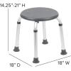Flash Furniture Hercules Series Aluminum Bath and Shower Chair with Adjustable Height, Anti-Slip Medical Chair, 300 lb. Static Weight Capacity, Gray(Gray)