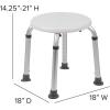 Flash Furniture Hercules Series Aluminum Bath and Shower Chair with Adjustable Height, Anti-Slip Medical Chair, 300 lb. Static Weight Capacity, Gray(White)