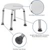 Flash Furniture Hercules Series Aluminum Bath and Shower Chair with Adjustable Height, Anti-Slip Medical Chair, 300 lb. Static Weight Capacity, Gray(White)