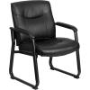 Flash Furniture Hercules Series Big & Tall LeatherSoft Executive Side Reception Chair, Padded Lobby Chair with 500-lb. Static Weight Capacity, Black(Chair)