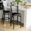 Flash Furniture Hercules Series Ladder Back Metal Restaurant Barstool, Modern Upholstered Armless Bar Height Chair for Restaurants and Kitchens, Black(Black Vinyl Seat/Black Metal Frame)