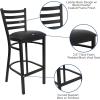 Flash Furniture Hercules Series Ladder Back Metal Restaurant Barstool, Modern Upholstered Armless Bar Height Chair for Restaurants and Kitchens, Black(Black Vinyl Seat/Black Metal Frame)