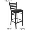 Flash Furniture Hercules Series Ladder Back Metal Restaurant Barstool, Modern Upholstered Armless Bar Height Chair for Restaurants and Kitchens, Black(Black Vinyl Seat/Black Metal Frame)