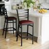 Flash Furniture Hercules Series Ladder Back Metal Restaurant Barstool, Modern Upholstered Armless Bar Height Chair for Restaurants and Kitchens, Black(Burgundy Vinyl Seat/Black Metal Frame)