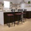 Flash Furniture Hercules Series Ladder Back Metal Restaurant Barstool, Modern Upholstered Armless Bar Height Chair for Restaurants and Kitchens, Black(Burgundy Vinyl Seat/Black Metal Frame)