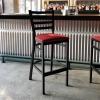 Flash Furniture Hercules Series Ladder Back Metal Restaurant Barstool, Modern Upholstered Armless Bar Height Chair for Restaurants and Kitchens, Black(Red Vinyl Seat/Black Metal Frame)