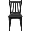 Flash Furniture Hercules Series Vertical Back Metal Restaurant Chairs, Upholstered Armless Dining Chairs for Restaurants/Kitchens, Set of 2, Black(Black)