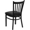 Flash Furniture Hercules Series Vertical Back Metal Restaurant Chairs, Upholstered Armless Dining Chairs for Restaurants/Kitchens, Set of 2, Black(Black)