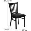 Flash Furniture Hercules Series Vertical Back Metal Restaurant Chairs, Upholstered Armless Dining Chairs for Restaurants/Kitchens, Set of 2, Black(Black Vinyl Seat)