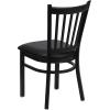 Flash Furniture Hercules Series Vertical Back Metal Restaurant Chairs, Upholstered Armless Dining Chairs for Restaurants/Kitchens, Set of 2, Black(Black Vinyl Seat)
