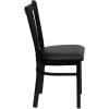 Flash Furniture Hercules Series Vertical Back Metal Restaurant Chairs, Upholstered Armless Dining Chairs for Restaurants/Kitchens, Set of 2, Black(Black Vinyl Seat)