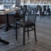 Flash Furniture Hercules Series Vertical Back Metal Restaurant Chairs, Upholstered Armless Dining Chairs for Restaurants/Kitchens, Set of 2, Black(Black Vinyl Seat)