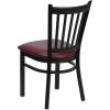 Flash Furniture Hercules Series Vertical Back Metal Restaurant Chairs, Upholstered Armless Dining Chairs for Restaurants/Kitchens, Set of 2, Black(Burgundy Vinyl Seat)