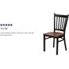 Flash Furniture Hercules Series Vertical Back Metal Restaurant Chairs, Upholstered Armless Dining Chairs for Restaurants/Kitchens, Set of 2, Black(Cherry Wood Seat)