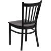 Flash Furniture Hercules Series Vertical Back Metal Restaurant Chairs, Upholstered Armless Dining Chairs for Restaurants/Kitchens, Set of 2, Black(Mahogany Wood Seat)