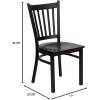 Flash Furniture Hercules Series Vertical Back Metal Restaurant Chairs, Upholstered Armless Dining Chairs for Restaurants/Kitchens, Set of 2, Black(Mahogany Wood Seat)