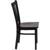 Flash Furniture Hercules Series Vertical Back Metal Restaurant Chairs, Upholstered Armless Dining Chairs for Restaurants/Kitchens, Set of 2, Black(Mahogany Wood Seat)