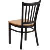 Flash Furniture Hercules Series Vertical Back Metal Restaurant Chairs, Upholstered Armless Dining Chairs for Restaurants/Kitchens, Set of 2, Black(Natural Wood Seat)