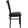Flash Furniture Hercules Series Window Back Metal Restaurant Chair, Modern Upholstered Armless Dining Chair for Restaurants and Kitchens, Black(Black Vinyl Seat/Black Metal Frame)