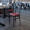 Flash Furniture Hercules Series Window Back Metal Restaurant Chair, Modern Upholstered Armless Dining Chair for Restaurants and Kitchens, Black(Burgundy Vinyl Seat/Black Metal Frame)