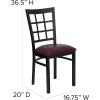 Flash Furniture Hercules Series Window Back Metal Restaurant Chair, Modern Upholstered Armless Dining Chair for Restaurants and Kitchens, Black(Burgundy Vinyl Seat/Black Metal Frame)
