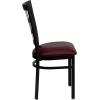 Flash Furniture Hercules Series Window Back Metal Restaurant Chair, Modern Upholstered Armless Dining Chair for Restaurants and Kitchens, Black(Burgundy Vinyl Seat/Black Metal Frame)